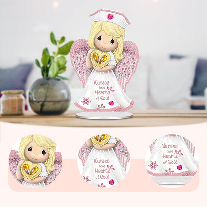 Nurse Angel DIY 2D Flat Acrylic Desktop Diamond Art Kit Single-Sided Home Decor