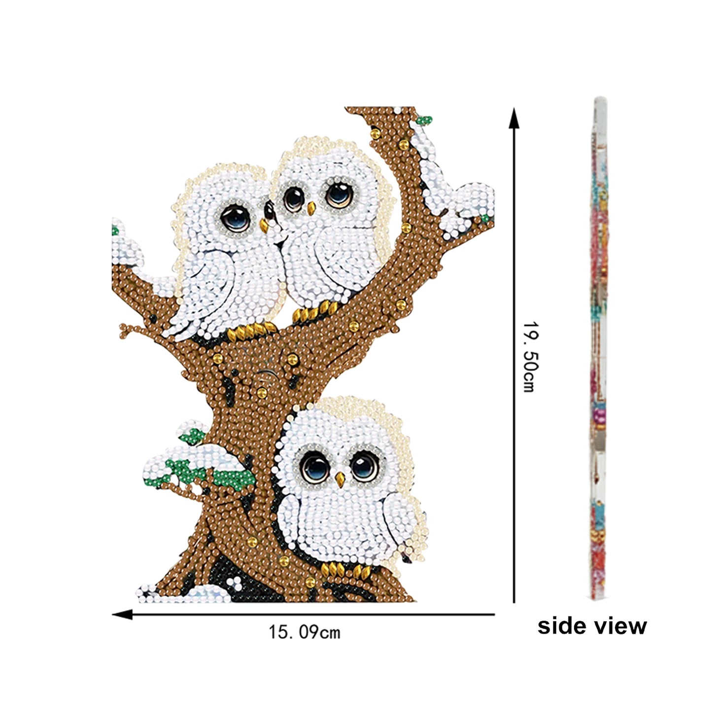 Tree Owl DIY 2D Flat Acrylic Desktop Diamond Art Kit Single-Sided for Home Decor