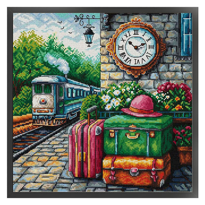 Spring Day Platform - 14CT Stamped Cross Stitch 38*38CM(Egyptian cotton)(Fairy Brand)