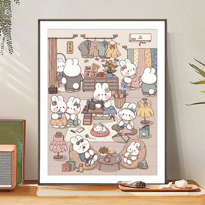 Dora The Tailor Rabbit - 11CT Stamped Cross Stitch 65*75CM(Brand)