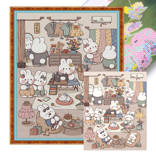 Dora The Tailor Rabbit - 11CT Stamped Cross Stitch 65*75CM(Brand)