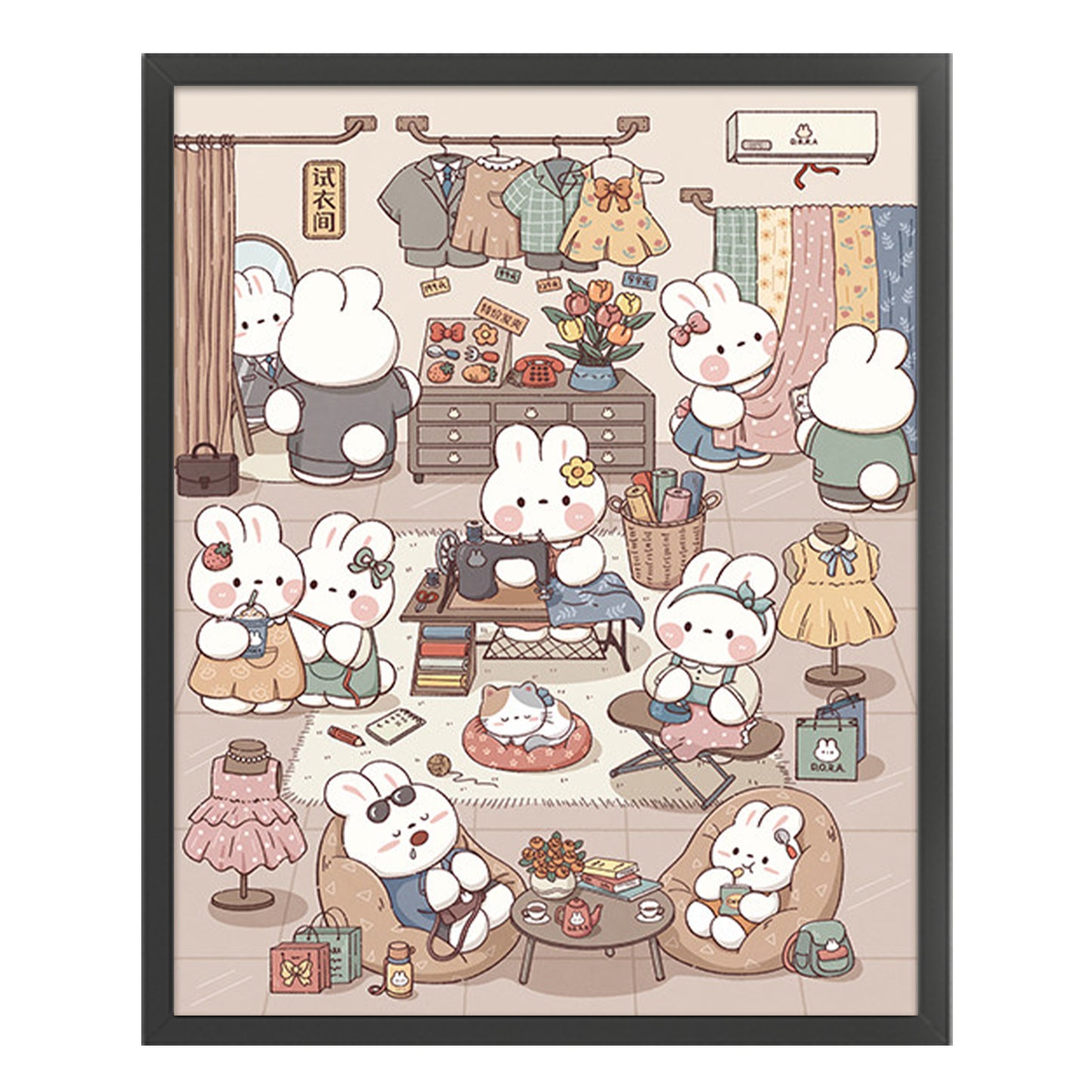 Dora The Tailor Rabbit - 11CT Stamped Cross Stitch 65*75CM(Brand)