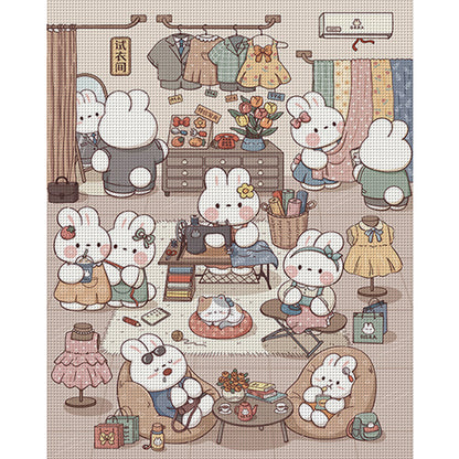 Dora The Tailor Rabbit - 11CT Stamped Cross Stitch 65*75CM(Brand)