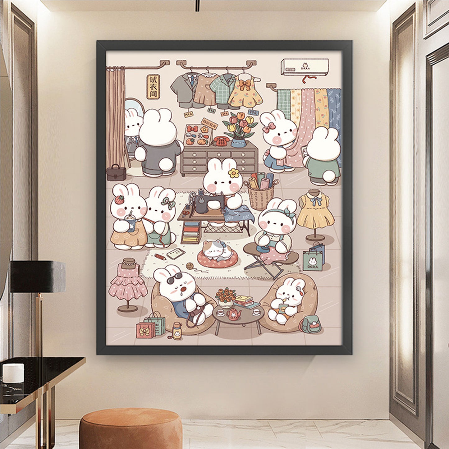 Dora The Tailor Rabbit - 11CT Stamped Cross Stitch 65*75CM(Brand)