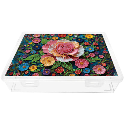 DIY Rose Pattern Diamond Painting Kit Storage Box for Handicraft Enthusiast Gift