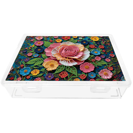 DIY Rose Pattern Diamond Painting Kit Storage Box for Handicraft Enthusiast Gift