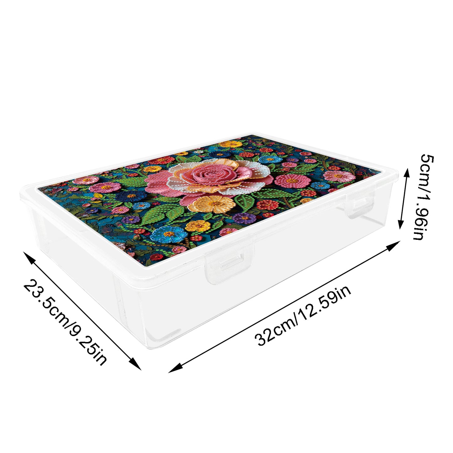 DIY Rose Pattern Diamond Painting Kit Storage Box for Handicraft Enthusiast Gift