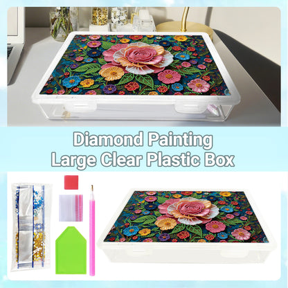 DIY Rose Pattern Diamond Painting Kit Storage Box for Handicraft Enthusiast Gift