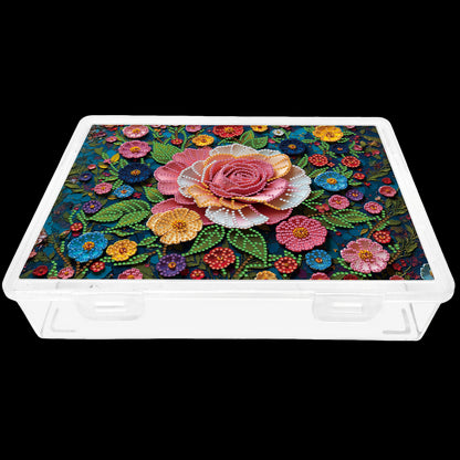 DIY Rose Pattern Diamond Painting Kit Storage Box for Handicraft Enthusiast Gift