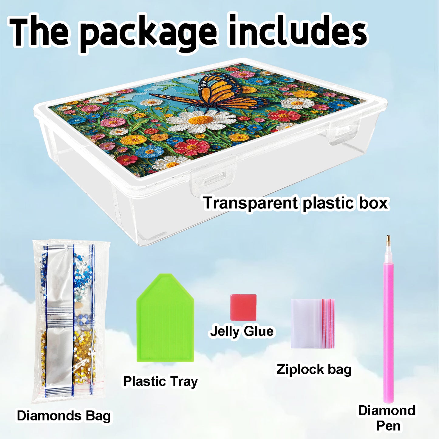 DIY Garden Butterfly Pattern Diamond Painting Kit Storage Box for Adult Beginner