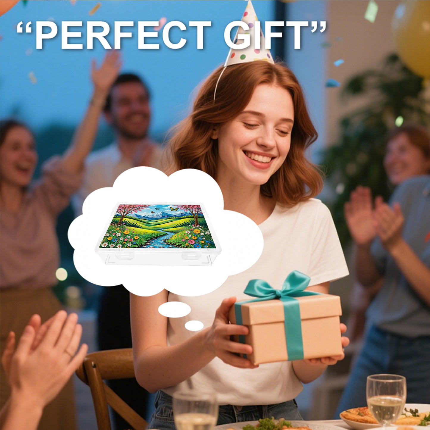 5D DIY Landscape Pattern Diamond Painting Kit Storage Boxr for Adults Beginners