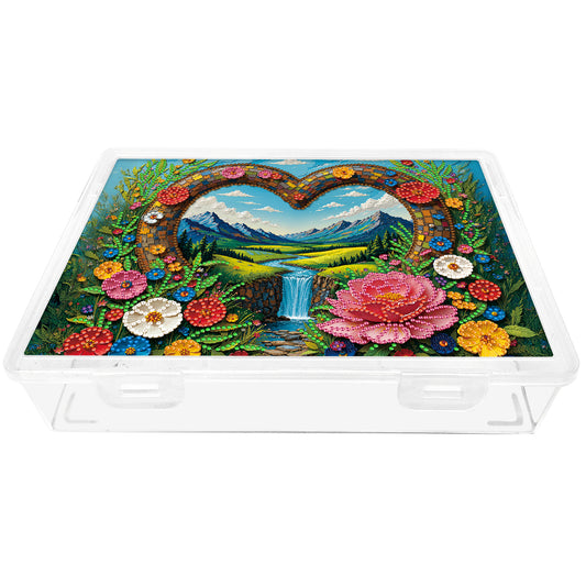 DIY Heart Water Flow Pattern Diamond Painting Kit Storage Box for Adult Beginner