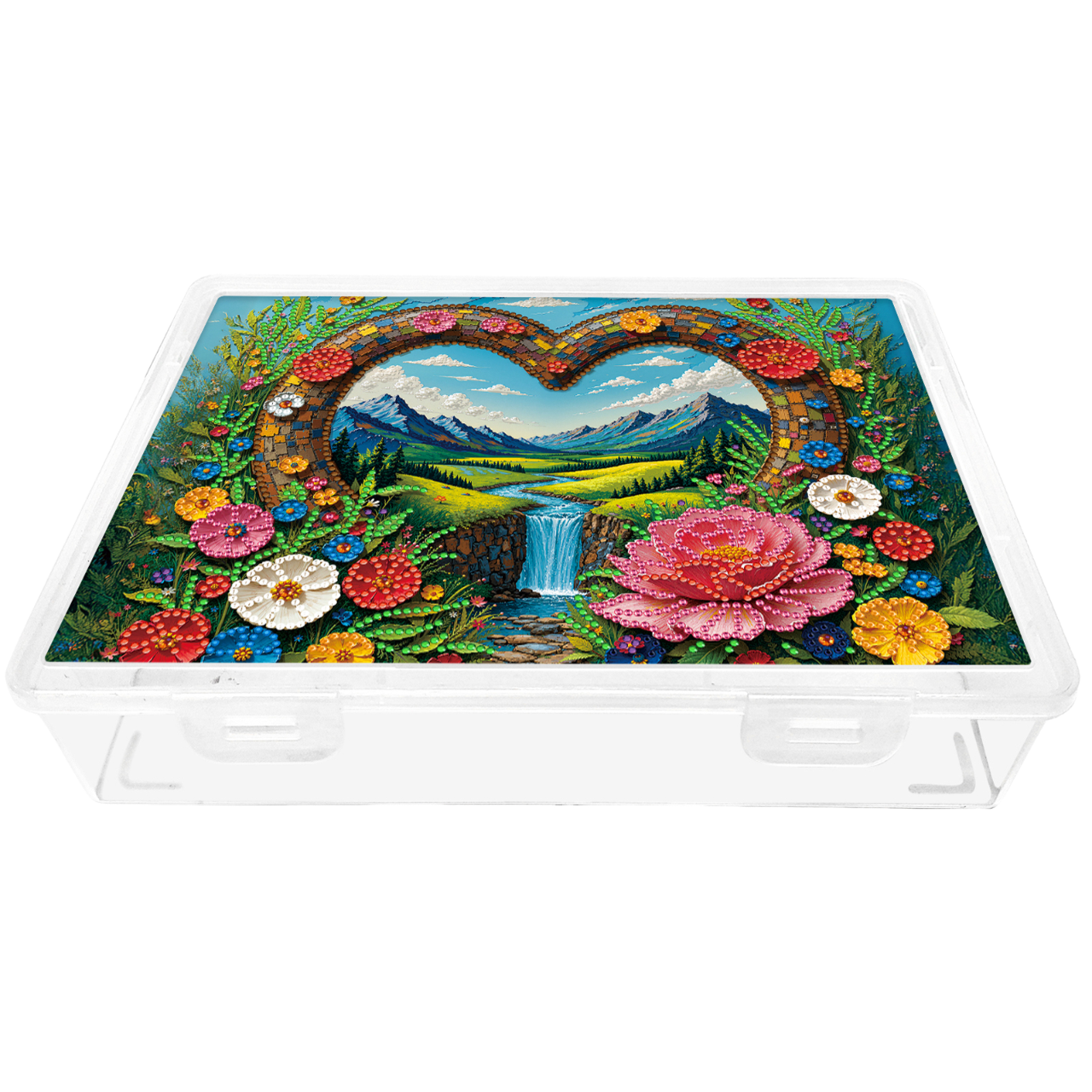 DIY Heart Water Flow Pattern Diamond Painting Kit Storage Box for Adult Beginner