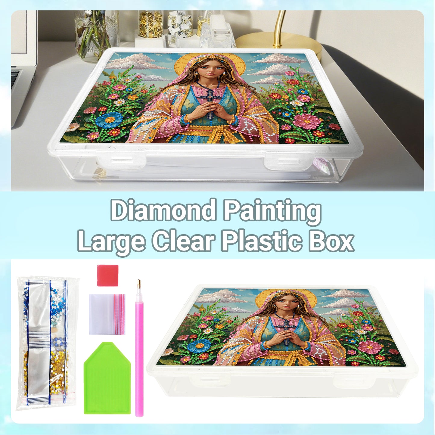DIY Faithful Women Pattern Diamond Painting Kit Storage Box for Adults Beginners