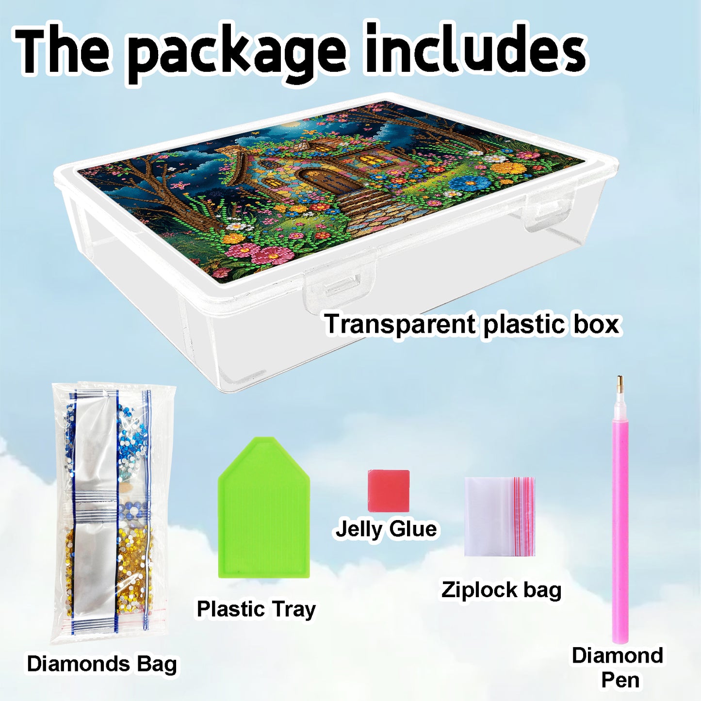 DIY Meadow Hut Pattern Diamond Painting Kit Storage Box for Adults Beginners