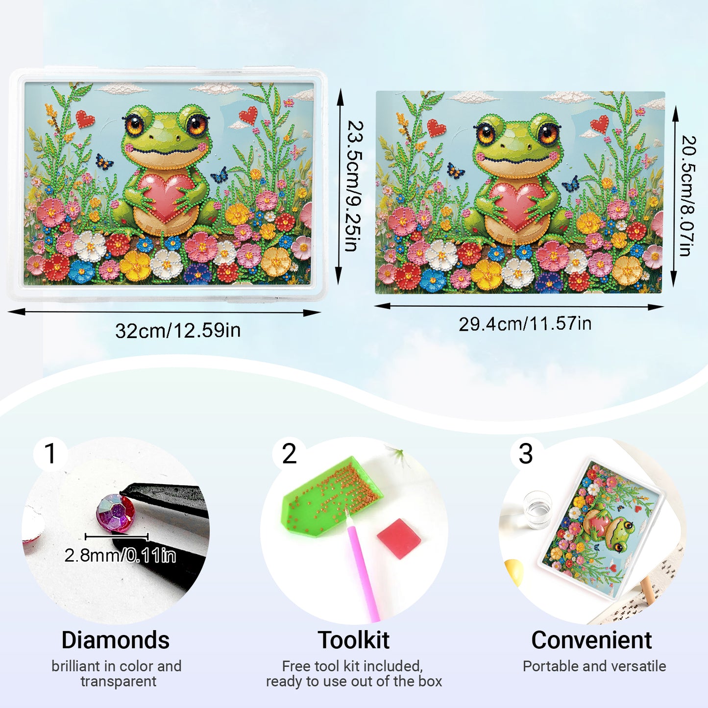 5D DIY Love Frog Pattern Diamond Painting Kit Storage Boxr for Adults Beginners