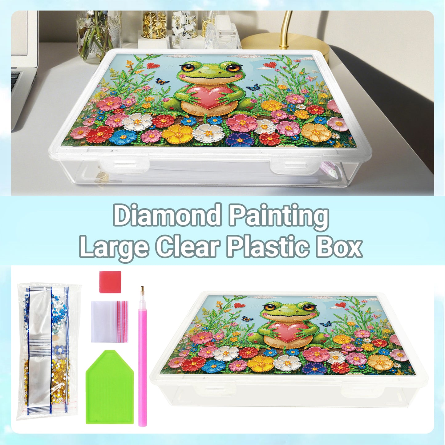 5D DIY Love Frog Pattern Diamond Painting Kit Storage Boxr for Adults Beginners