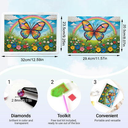 DIY Rainbow Butterfly Pattern Diamond Painting Kit Storage Boxr for Adult Beginn