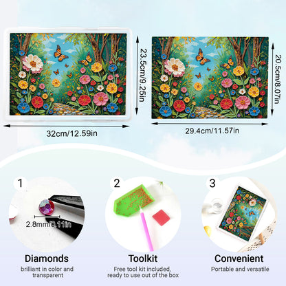 5D DIY Garden Path Pattern Diamond Painting Kit Storage Box for Adults Beginners