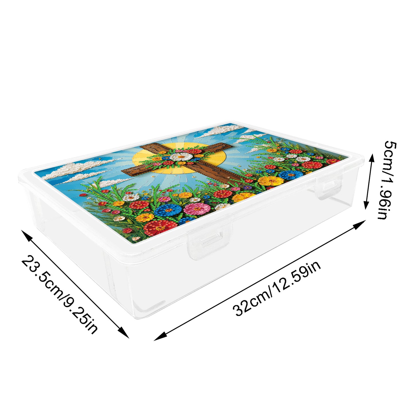 DIY Flower Cross Pattern Diamond Painting Kit Storage Box for Adults Beginners