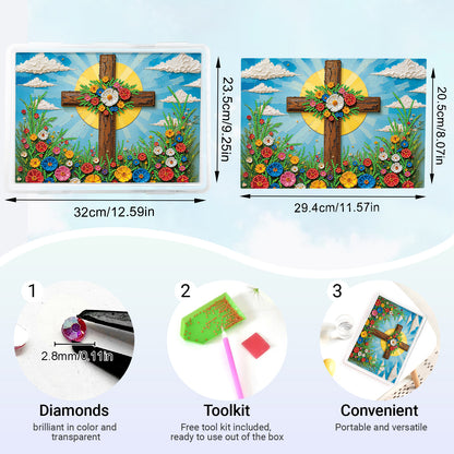 DIY Flower Cross Pattern Diamond Painting Kit Storage Box for Adults Beginners