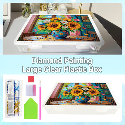 DIY Sunflower Vase Pattern Diamond Painting Kit Storage Box for Adults Beginners