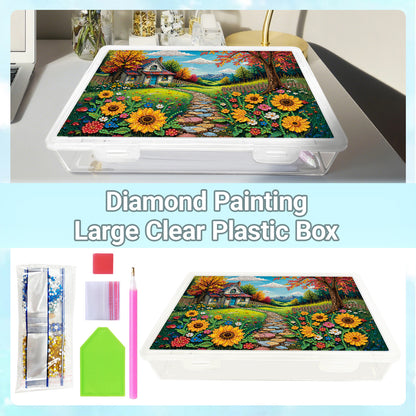 DIY Country Cottage Pattern Diamond Painting Kit Storage Box for Adult Beginner