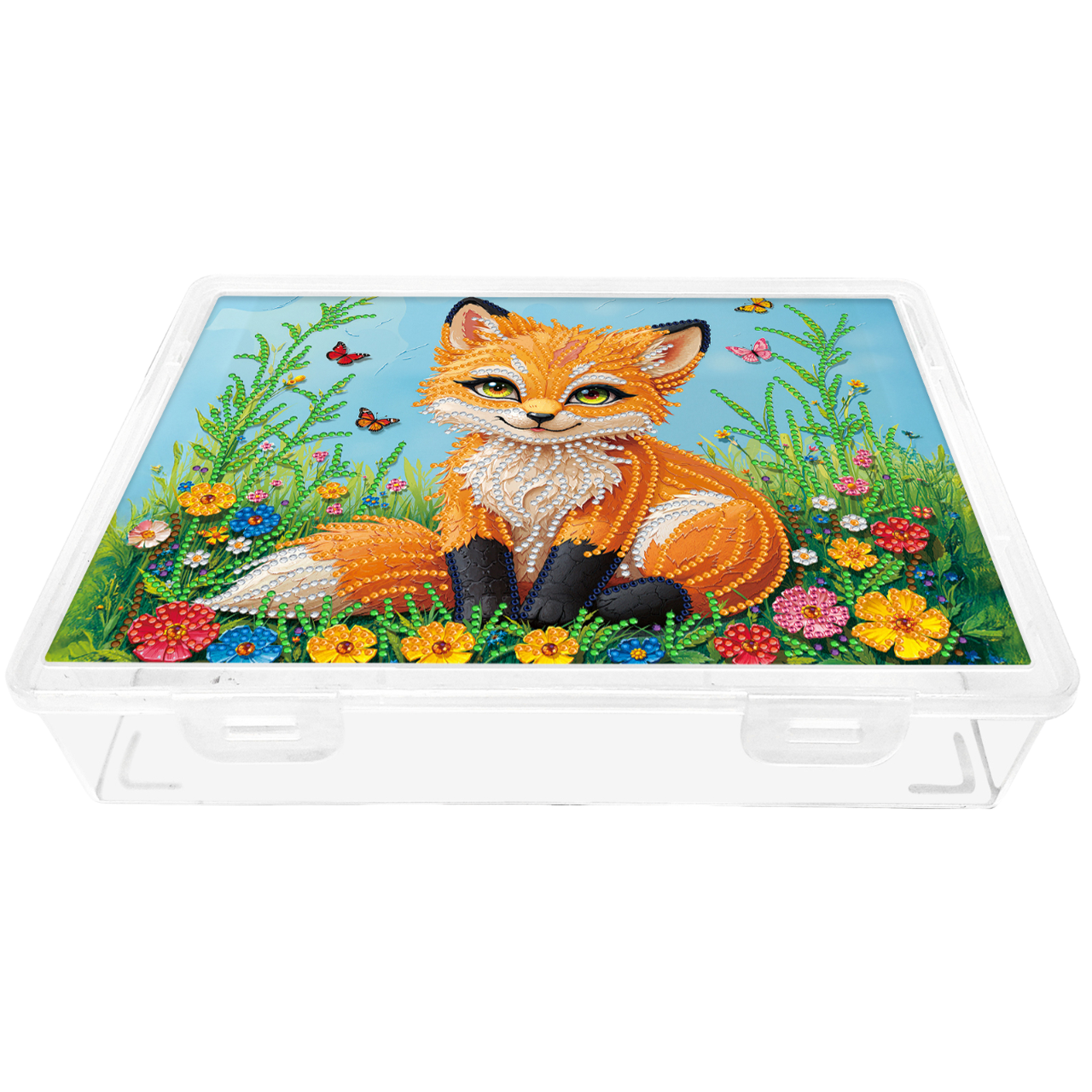DIY Fox Pattern Diamond Painting Kit Storage Box for Handicraft Enthusiast Gift