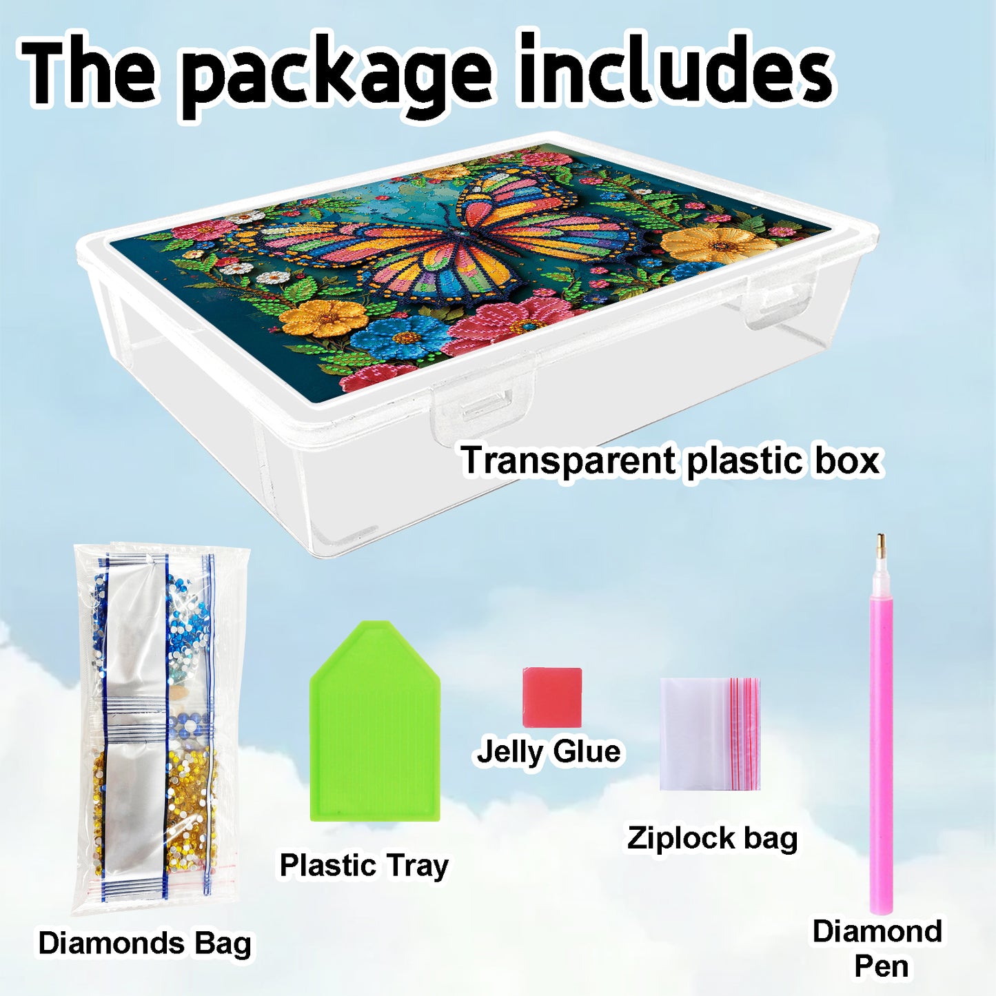 5D DIY Butterfly Pattern Diamond Painting Kit Storage Box for Adults Beginners