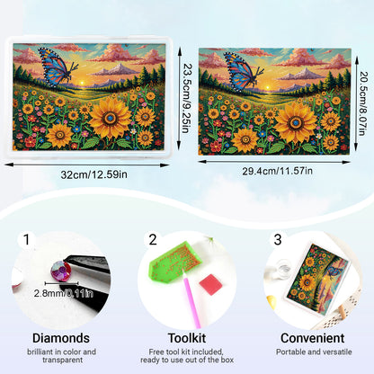 DIY Butterfly Sunflower Pattern Diamond Painting Kit Storage Box for Beginners