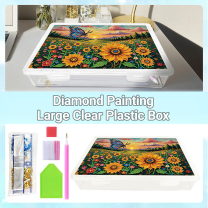 DIY Butterfly Sunflower Pattern Diamond Painting Kit Storage Box for Beginners