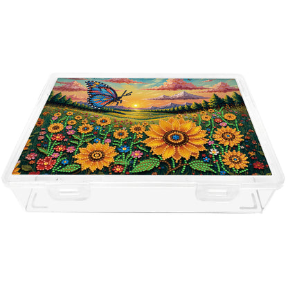 DIY Butterfly Sunflower Pattern Diamond Painting Kit Storage Box for Beginners