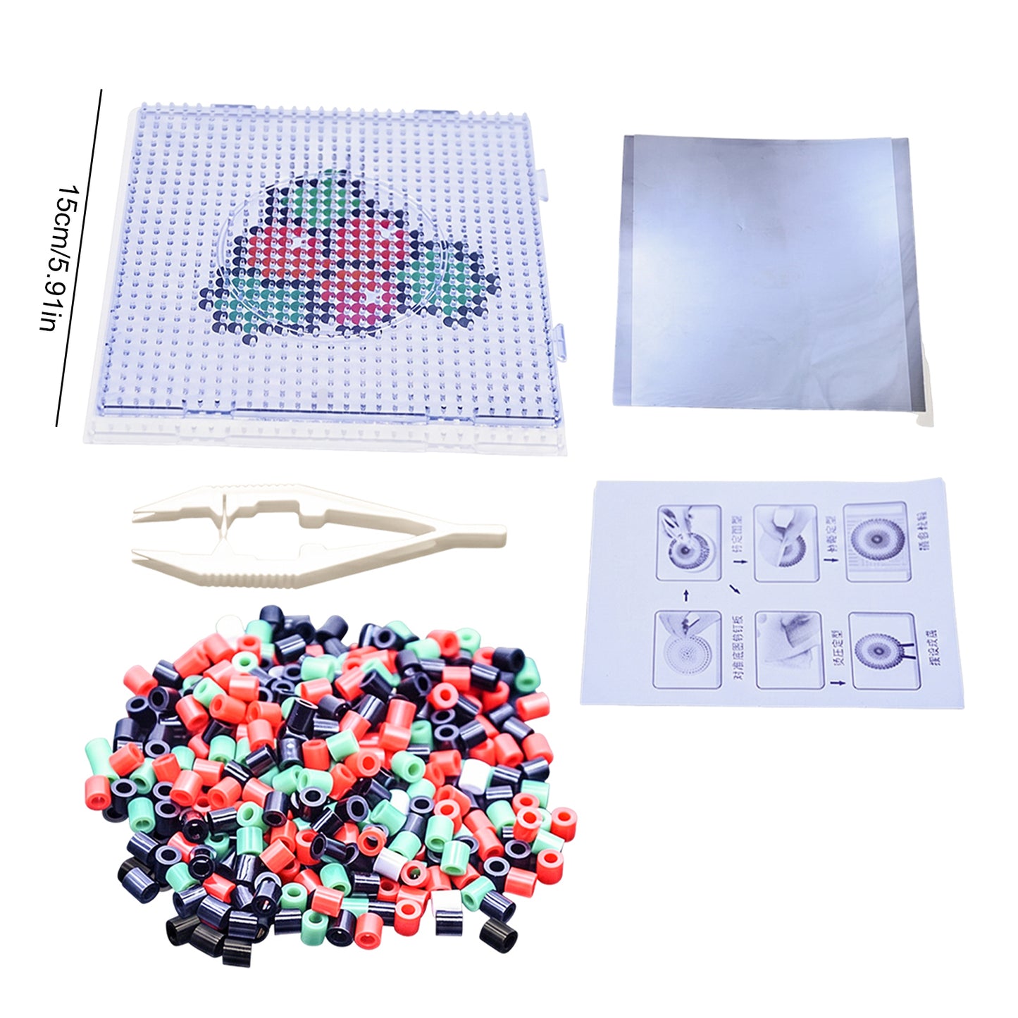 Christmas Cherry DIY 5mm Fuse Beads Kit Including Pegboards and Ironing Paper Melty Beads Set Safety
