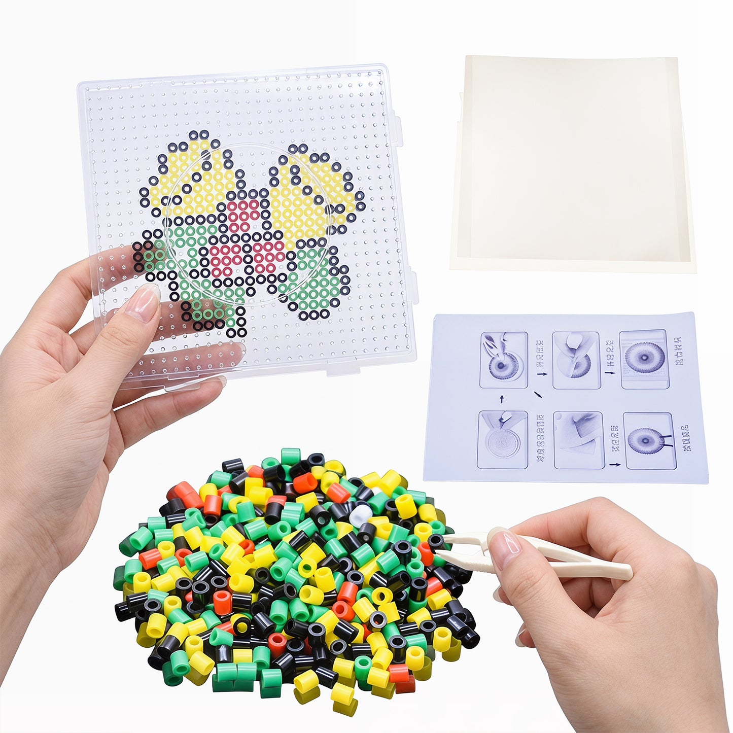 Christmas Bell DIY 5mm Fuse Beads Kit Including Pegboards and Ironing Paper Melty Beads Set Safety
