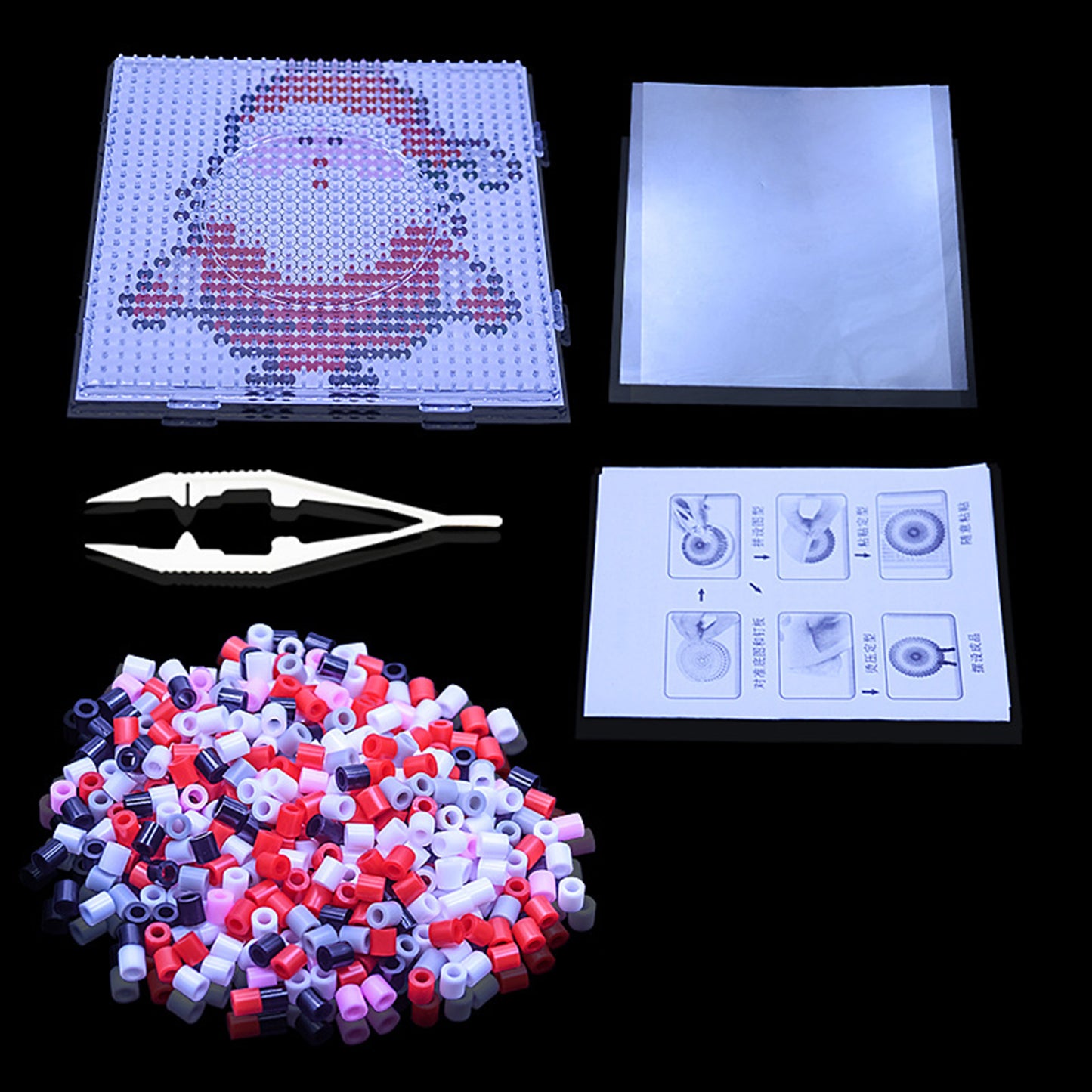 Christmas Santa Claus DIY 5mm Fuse Beads Kit Including Pegboards and Ironing Paper Melty Beads Set Safety