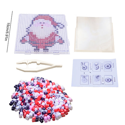 Christmas Santa Claus DIY 5mm Fuse Beads Kit Including Pegboards and Ironing Paper Melty Beads Set Safety