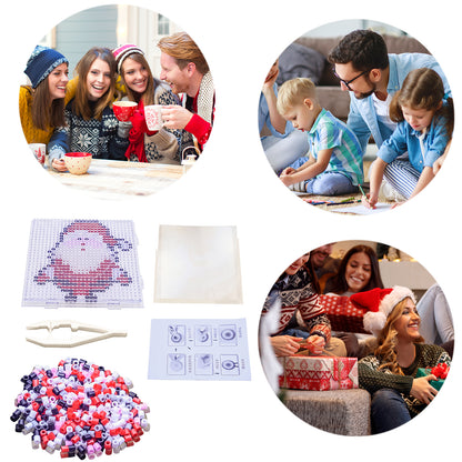 Christmas Santa Claus DIY 5mm Fuse Beads Kit Including Pegboards and Ironing Paper Melty Beads Set Safety