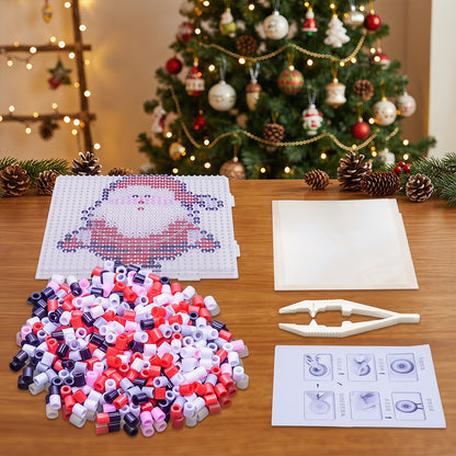 Christmas Santa Claus DIY 5mm Fuse Beads Kit Including Pegboards and Ironing Paper Melty Beads Set Safety