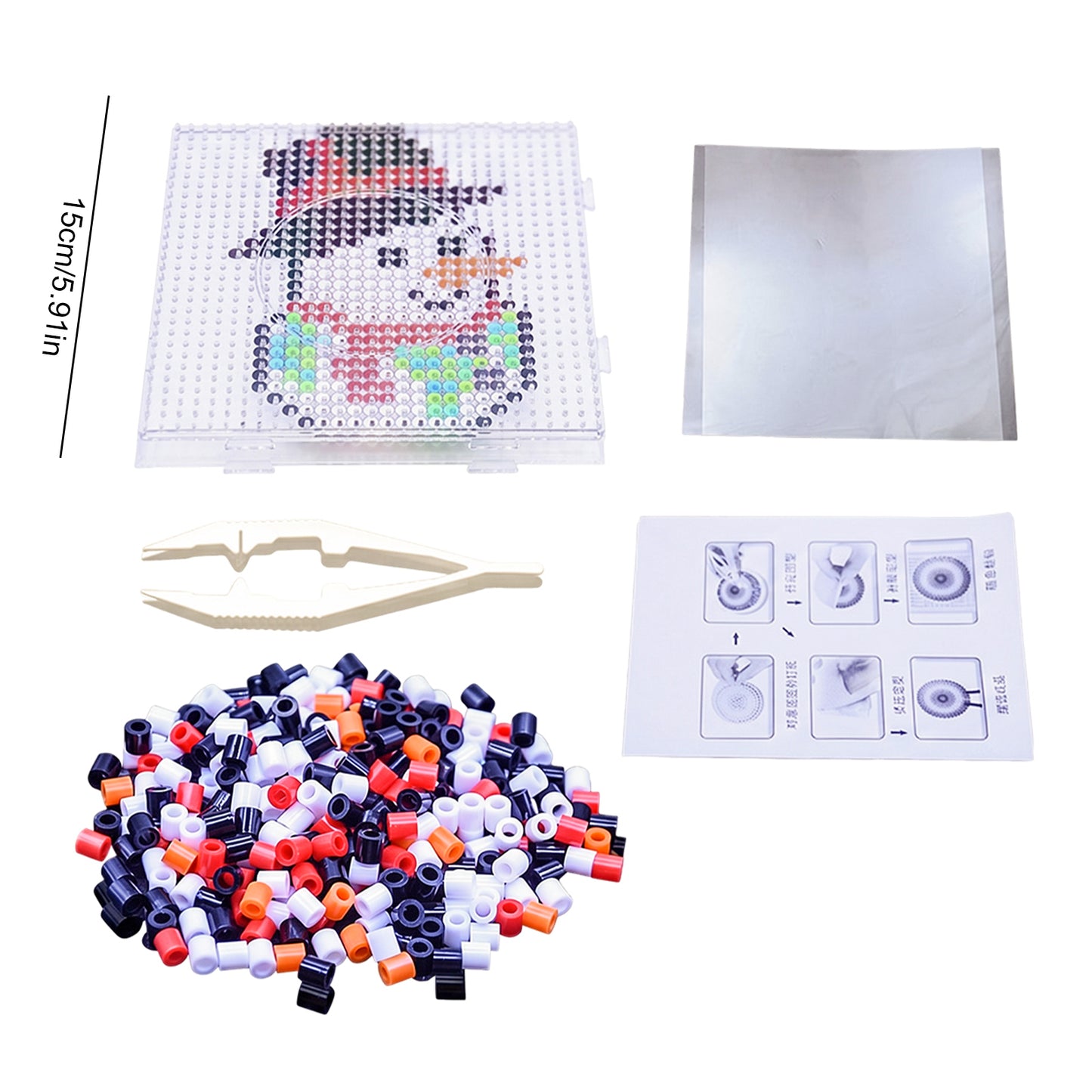 Christmas Snowman DIY 5mm Fuse Beads Kit Including Pegboards and Ironing Paper Melty Beads Set Safety