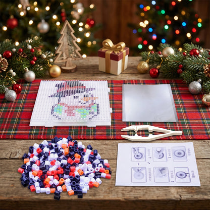 Christmas Snowman DIY 5mm Fuse Beads Kit Including Pegboards and Ironing Paper Melty Beads Set Safety