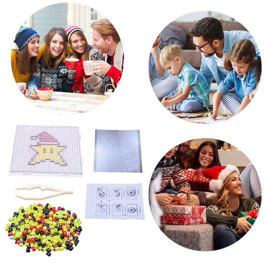 Christmas Five-pointed DIY 5mm Fuse Beads Kit Including Pegboards and Ironing Paper Melty Beads Set Safety