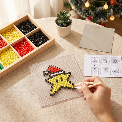 Christmas Five-pointed DIY 5mm Fuse Beads Kit Including Pegboards and Ironing Paper Melty Beads Set Safety