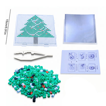 Christmas Tree DIY 5mm Fuse Beads Kit Including Pegboards and Ironing Paper Melty Beads Set Safety