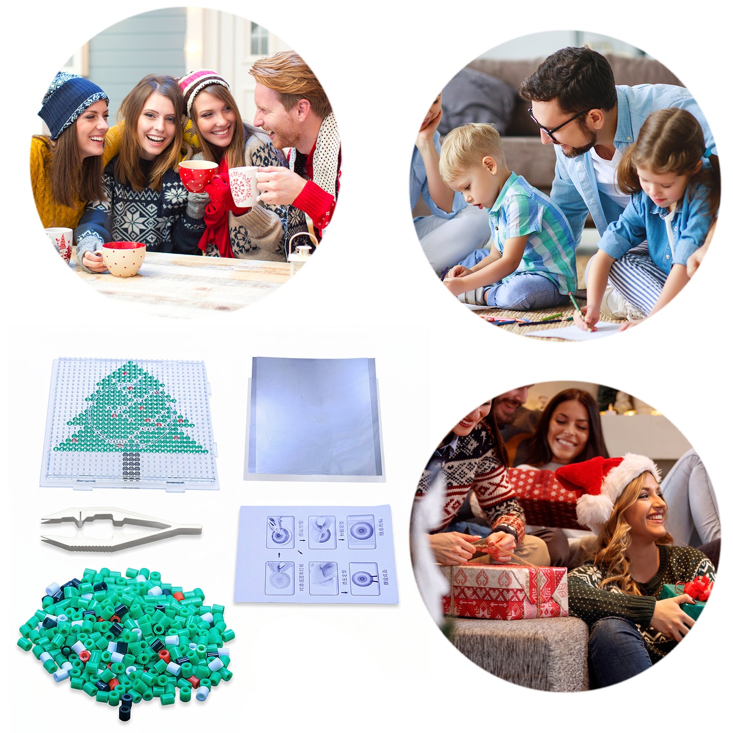 Christmas Tree DIY 5mm Fuse Beads Kit Including Pegboards and Ironing Paper Melty Beads Set Safety