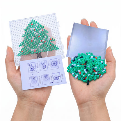 Christmas Tree DIY 5mm Fuse Beads Kit Including Pegboards and Ironing Paper Melty Beads Set Safety