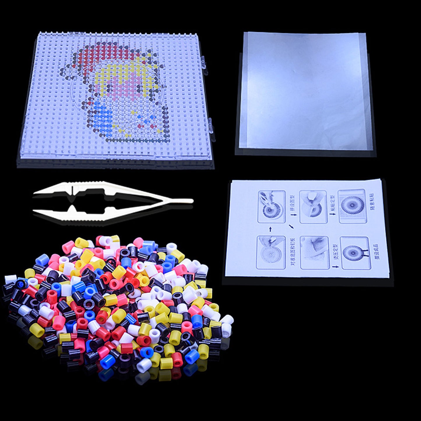 Christmas Cartoon Character DIY 5mm Fuse Beads Kit Including Pegboards and Ironing Paper Melty Beads Set Safety