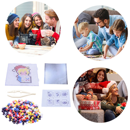 Christmas Cartoon Character DIY 5mm Fuse Beads Kit Including Pegboards and Ironing Paper Melty Beads Set Safety
