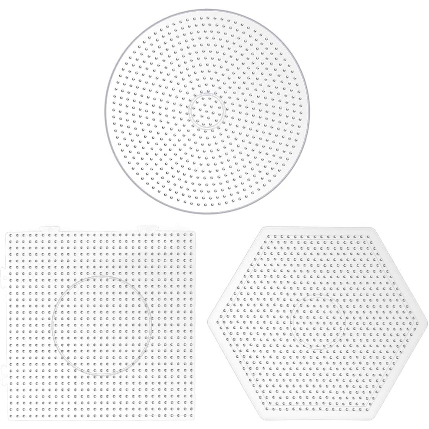 3Pcs 5mm Fuse Beads Boards High Temperature Resistance Large Clear Pegboards Kits Easy To Clean(3 Types)