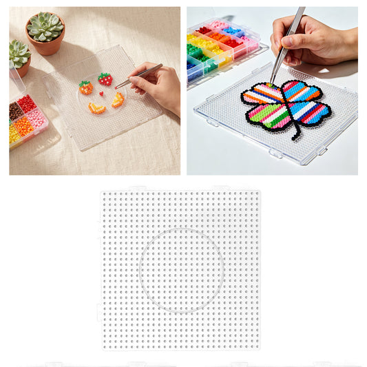 3Pcs 5mm Fuse Beads Boards High Temperature Resistance Large Clear Pegboards Kits Easy To Clean(Square)