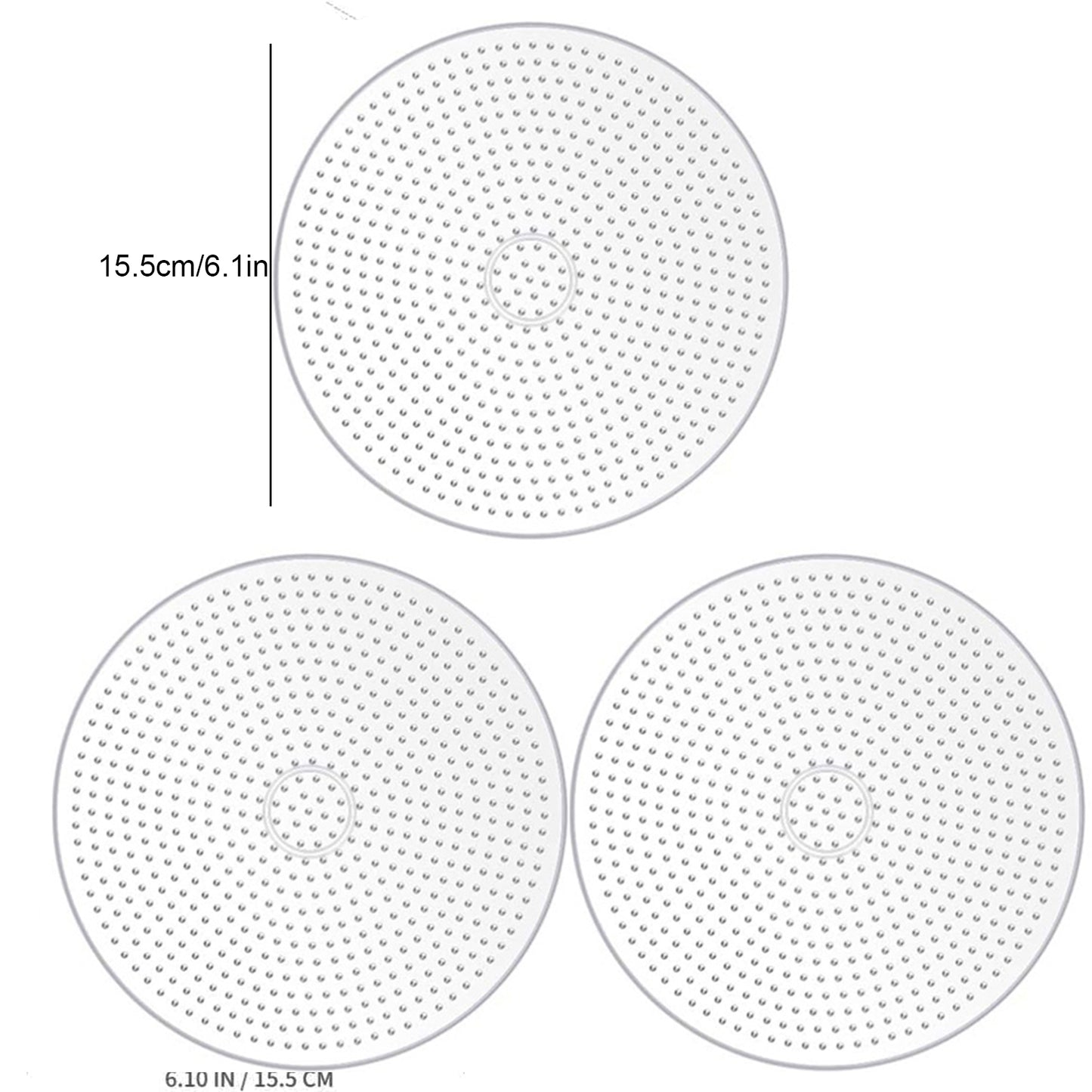 3Pcs 5mm Fuse Beads Boards High Temperature Resistance Large Clear Pegboards Kits Easy To Clean(Round)